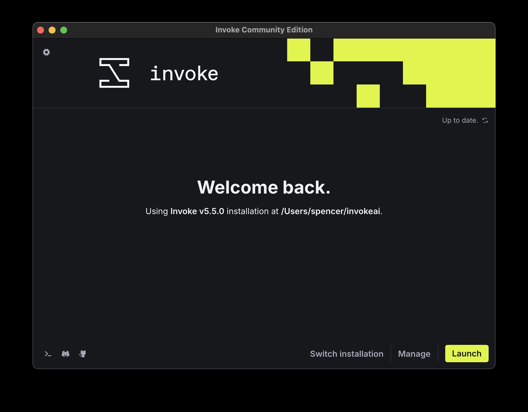 Invoke Community Edition launcher install screen