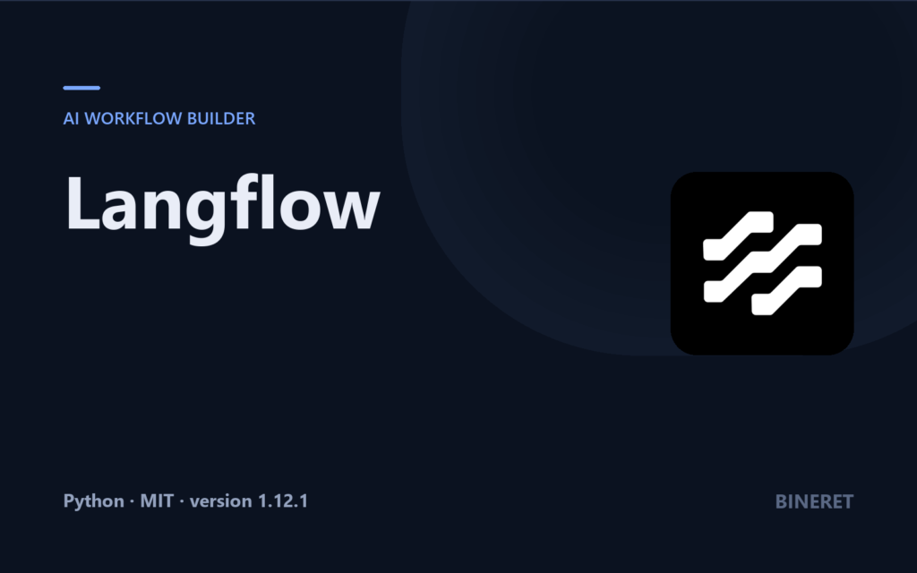 Langflow, visual AI workflow builder, on the Bineret cover