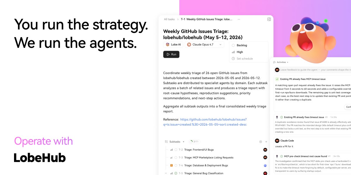 LobeHub product image: agents operating on a recurring task